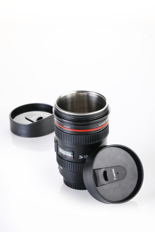 0720 Camera Lens Shaped Coffee Mug Flask With Lid