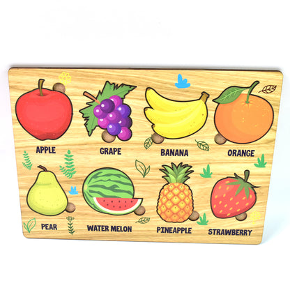 Wooden Fruits Puzzle Learning Educational Board (1 Set  2820 Cm)