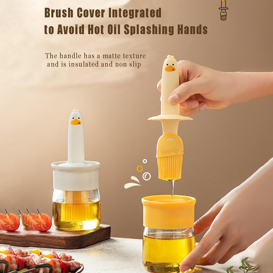 2-in-1 High-Temperature Resistant Oil Dispenser Bottle with Silicone Basting Brush