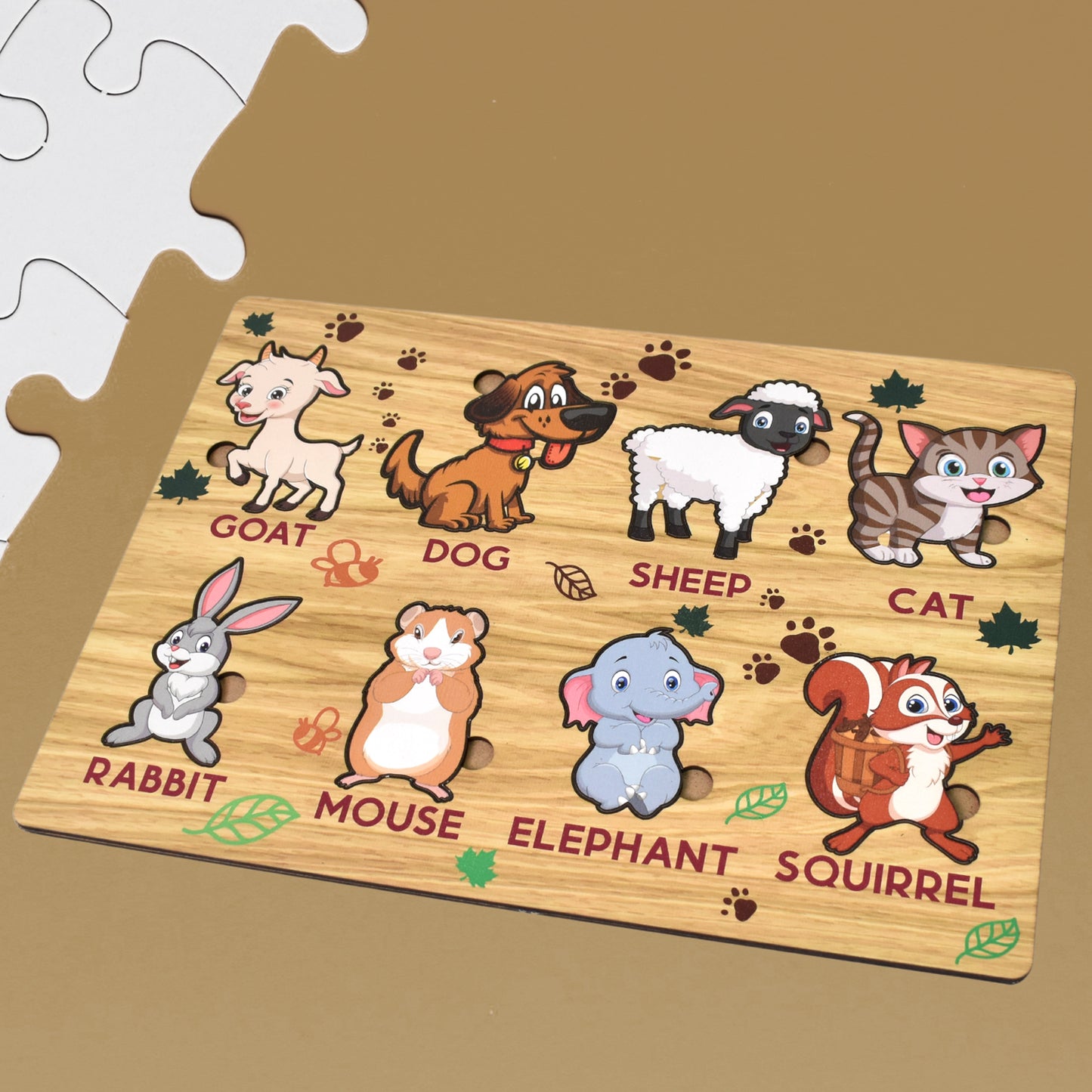 Wooden Animal Puzzle Learning Educational Board (1 Set  2820 Cm)