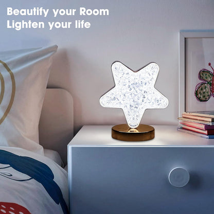 12571 Star Shape Crystal Diamond Lamp Cordless Luxury Lamp With Usb Rechargeable 3-way Dimmable  Touch Control Decorative Nightstand Lamp For Bedroom Living Room Party Restaurant Decor (1 Pc )