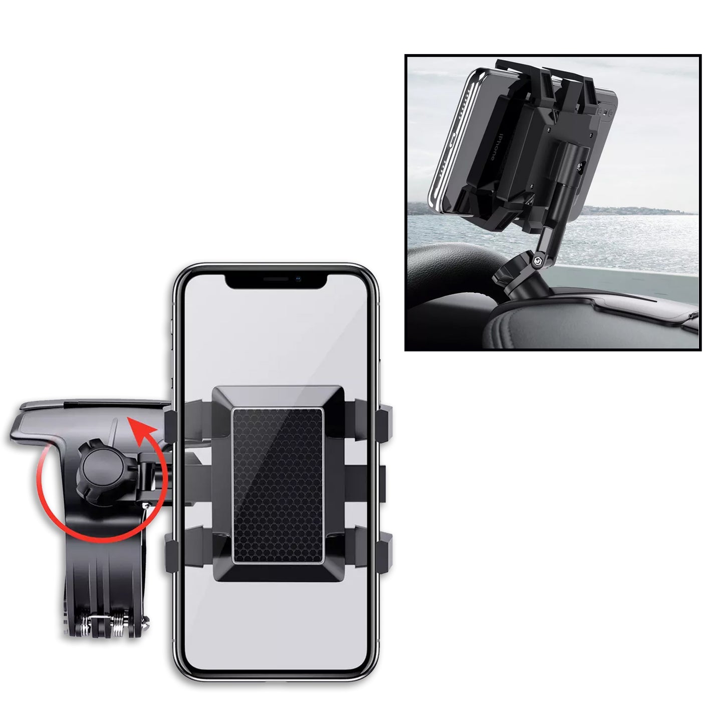 Car Mobile Phone Holder Mount Stand With 360 Degree. Stable One Hand Operational Compatible With Car Dashboard.