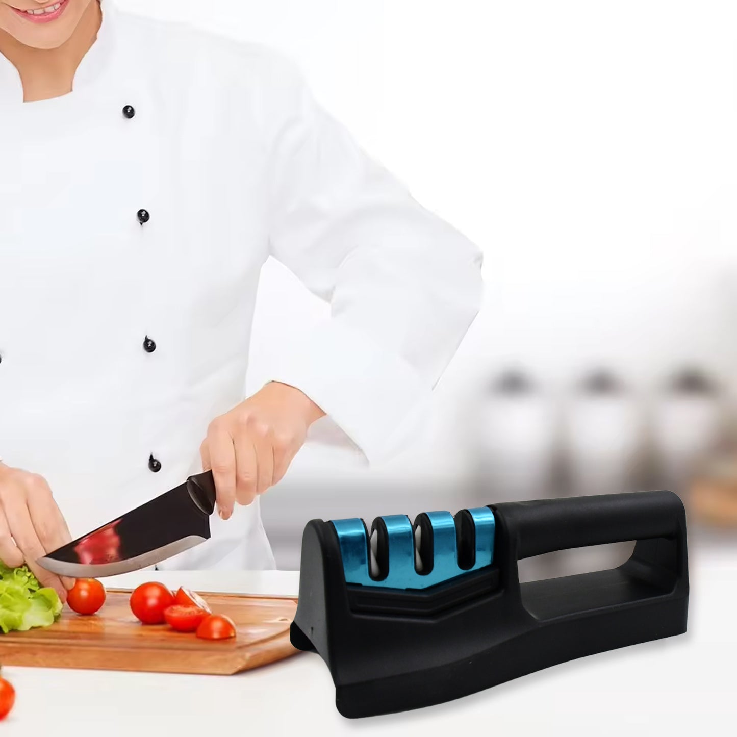 Knife Sharpener For Kitchen  Knife Sharpener With Vegetable Chopper And Fish Scale Remover  Handheld Knives  Pocket Knife Sharpener  Knife Sharpener For Chefs  Serrated Knife (9in1)