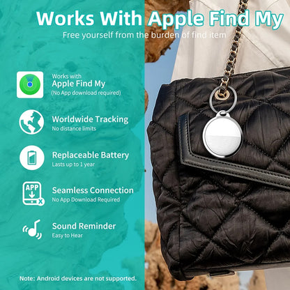 Smart GPS Bluetooth Tracker – Find My App Compatible, Precision Location Finder with Sound Alarm, Durable & Compact Anti-Lost Tag for iOS