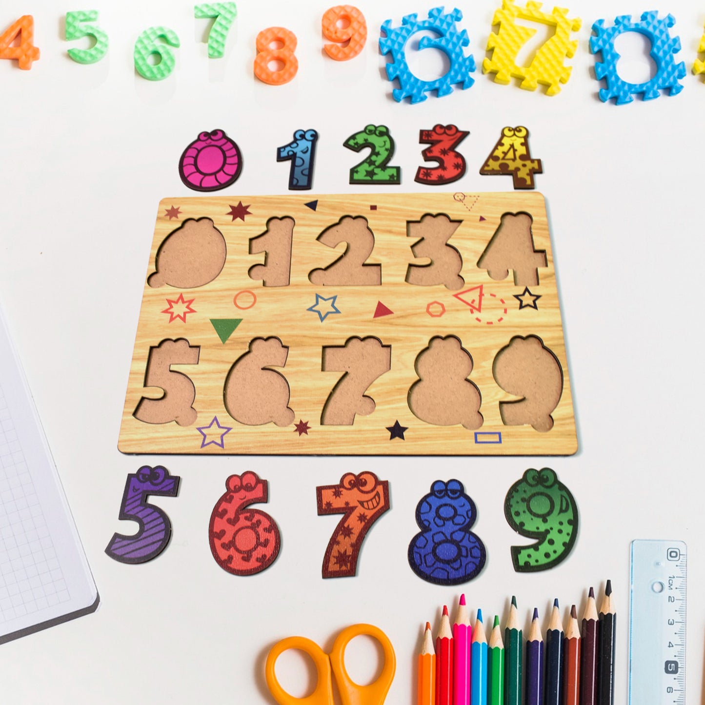 Wooden Number Puzzle Learning Educational Board (1 Set  2820 Cm)