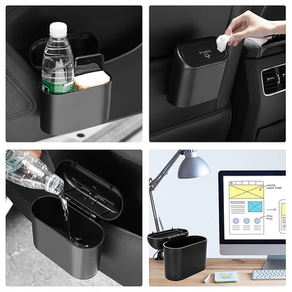 Mini Car Trash Can With Lid Waterproof Car Trash Bin Storage Box (1 Pc)