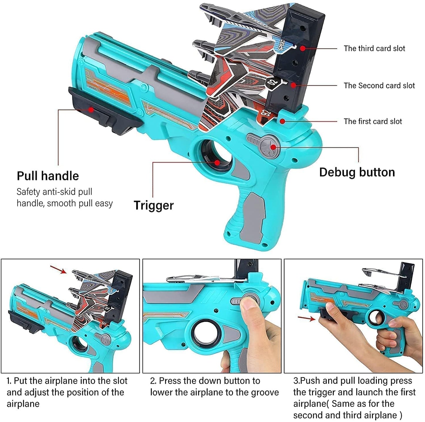 SkyBlaster X5™ – Airplane Launcher Gun Toy with 5 Foam Glider Planes