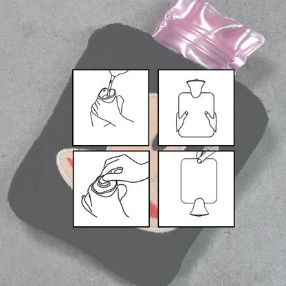 Black Monkey Small Hot Water Bag With Cover For Pain Relief Neck Shoulder Pain And Hand Feet Warmer Menstrual Cramps.