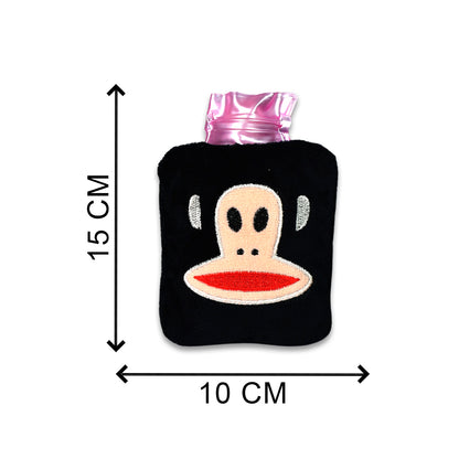 Black Monkey Small Hot Water Bag With Cover For Pain Relief Neck Shoulder Pain And Hand Feet Warmer Menstrual Cramps.