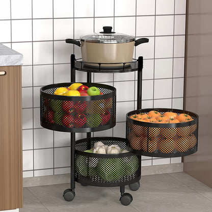 Metal Round High Quality Kitchen Trolley With Wheels (3 Layer  1 Pc)