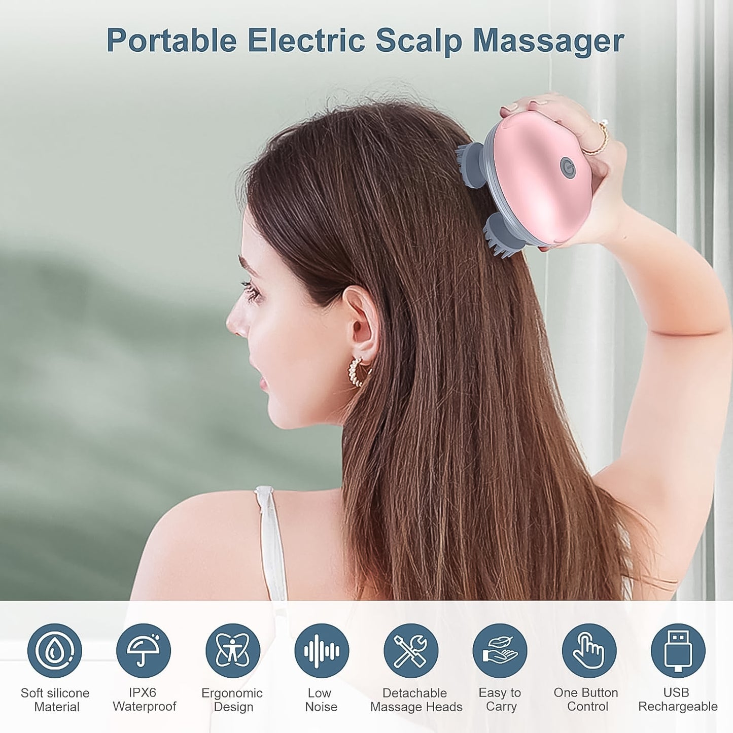 Rechargeable Smart Electric Scalp Massager – Deep Relaxation & Hair Growth Stimulator