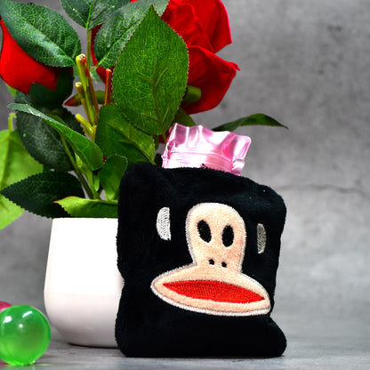 Black Monkey Small Hot Water Bag With Cover For Pain Relief Neck Shoulder Pain And Hand Feet Warmer Menstrual Cramps.