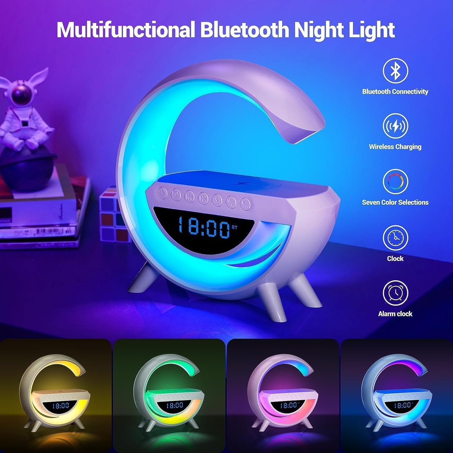 LumiGlow 3-in-1 Smart Lamp – Wireless Charger, Bluetooth Speaker & Mood Light