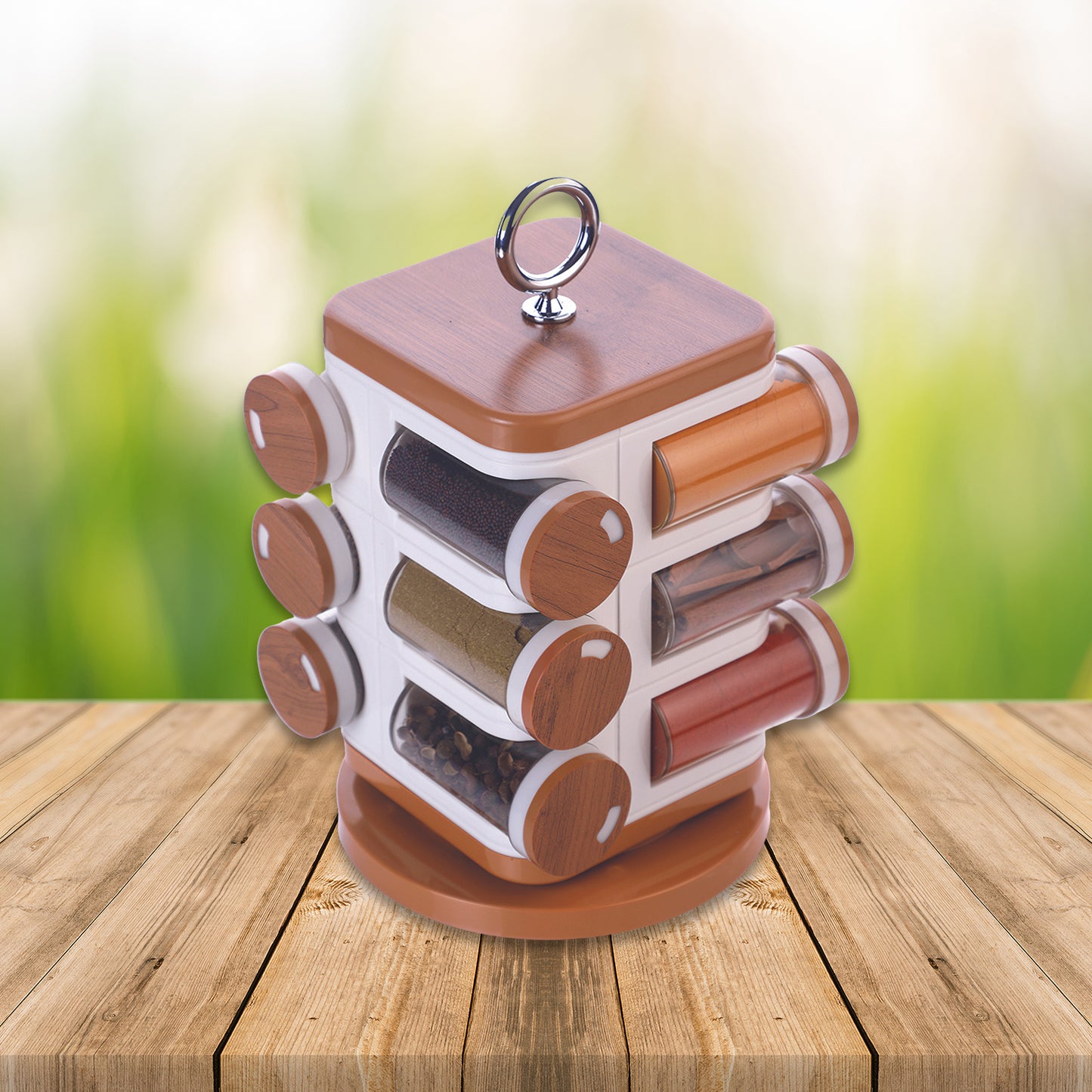 Ganesh 12-jar Revolving Spice Rack Masala Box