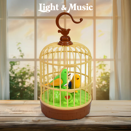 Sound Activated Chirping Bird In Hanging Cage Beautiful Pinjra Bird Toy (1 Pc  Battery Not Operated)