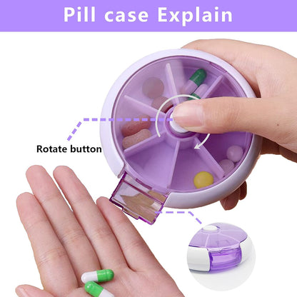 Pill Box Medicine Dispenser 7-day Week Weekly Whee Cute Portable Fruit Style 7 Grid Seal Rotation Pill Organizer Medicine Box (1 Pc)