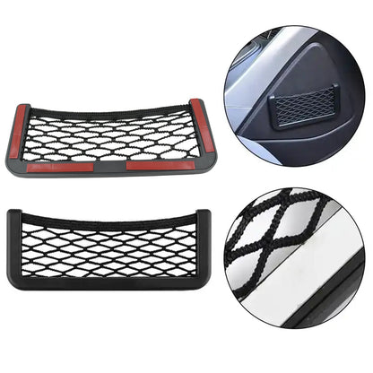 Car Storage Organize Car String Bag Car Seat Side Storage Net Bag Mesh Pocket Organizer Stick-on For Purse Bag Phone