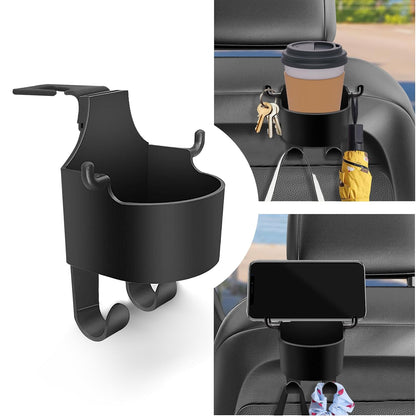 Car Headrest Backseat Organizer 3 In 1 Automotive Cell Phone Drink Cupholder Adapter With Headrest Hooks For Kids And Adults Multifunctional Storage For Car Travel Accessories