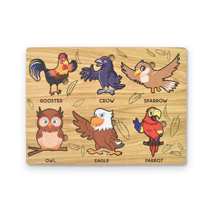 Wooden Bird Puzzle Learning Educational Board (1 Set  2820 Cm)