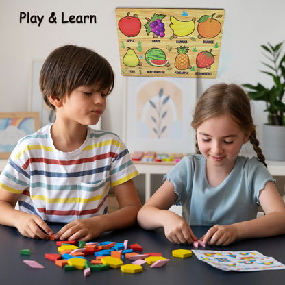 Wooden Fruits Puzzle Learning Educational Board (1 Set  2820 Cm)