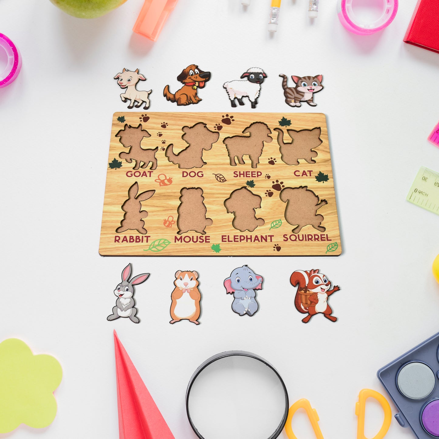 Wooden Animal Puzzle Learning Educational Board (1 Set  2820 Cm)