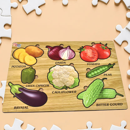 Wooden Vegetable Puzzle Learning Educational Board (1 Set  2820 Cm)