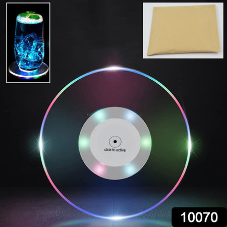 Colorful Led Cocktail Coaster Round Ultra-thin Led Drink Coaster (1 Pc)