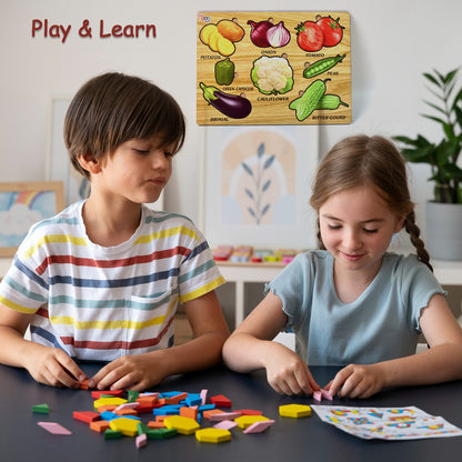 Wooden Vegetable Puzzle Learning Educational Board (1 Set  2820 Cm)