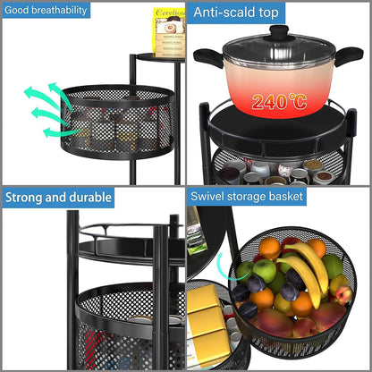 Metal Round High Quality Kitchen Trolley With Wheels (3 Layer  1 Pc)